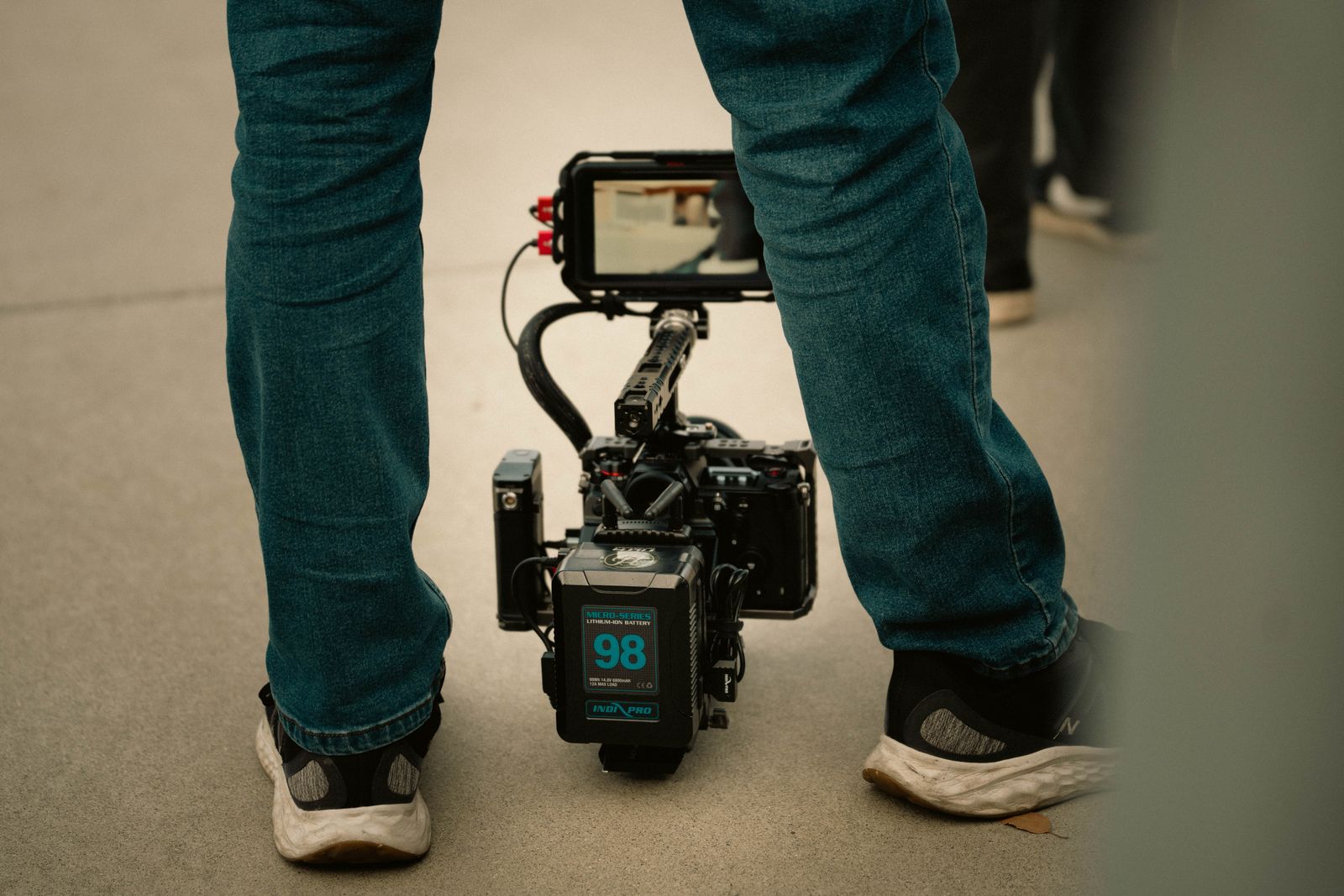 Camera su rig durante le riprese